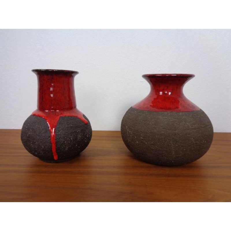 Danish Lava Ceramic Vases by Lehmann, 1960s, Set of 2 for sale at Pamono