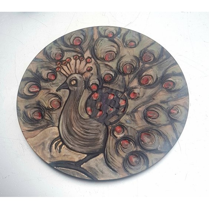 Decorative Wall Plate with Peacock from Ruscha, 1960s for sale at Pamono