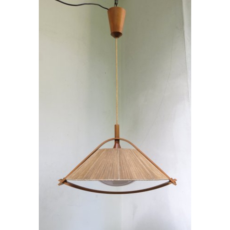 German Teak and Acrylic Glass Ceiling Lamp from Temde, 1960s for sale at Pamono