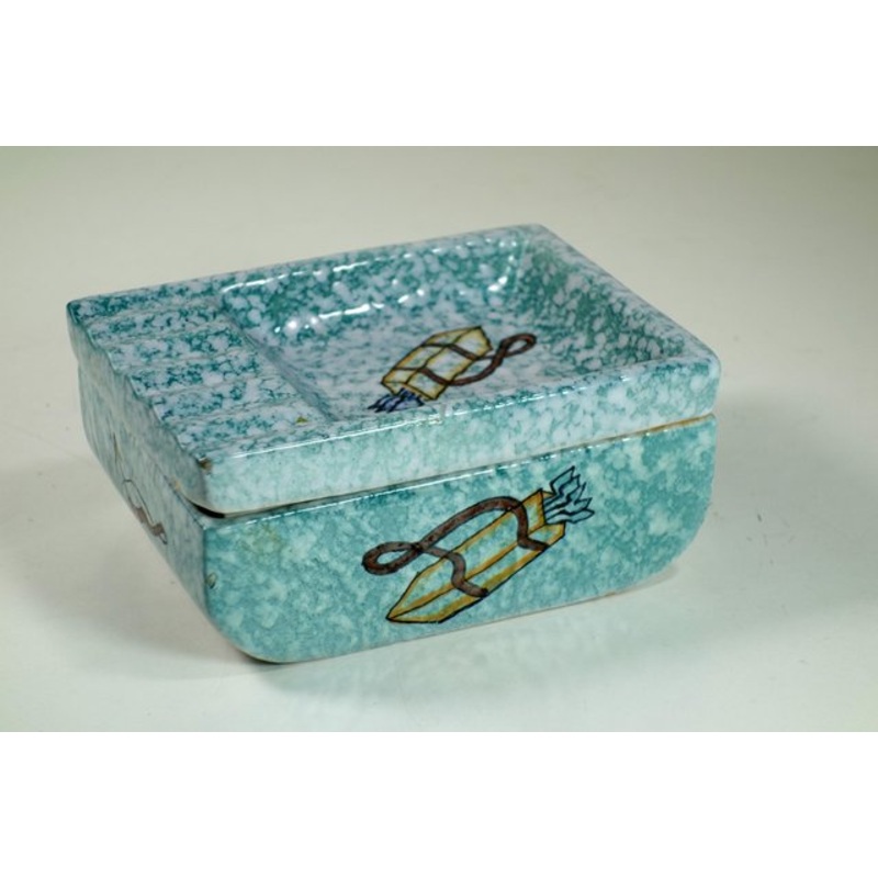 Italian Art Deco Cupid Ceramic Ashtray Box by Nino Strada for CIMA Perugia, 1930s for sale at Pamono