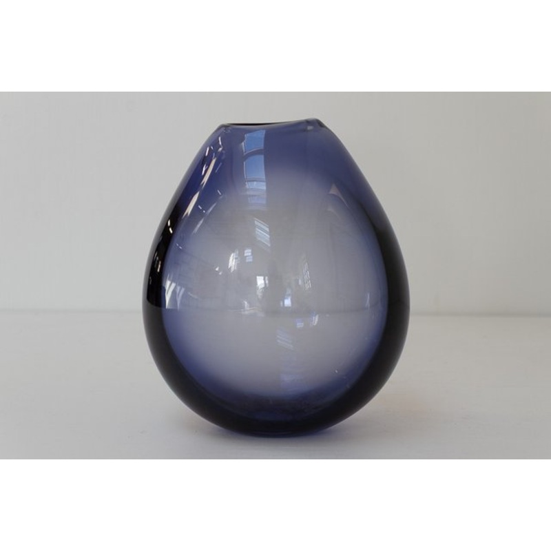 Large Danish Sapphire Blue Drop Vase by Per Ltken for Holmegaard, 1960s for sale at Pamono