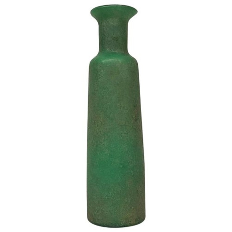Mid-Century Modern Italian Green Scavo Glass Vase with Matte Finish, 1960s for sale at Pamono