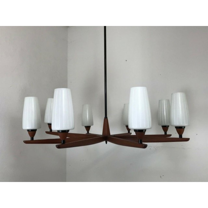 Mid-Century Teak Chandelier by Uno & Osten Kristiansson for Luxus for sale at Pamono