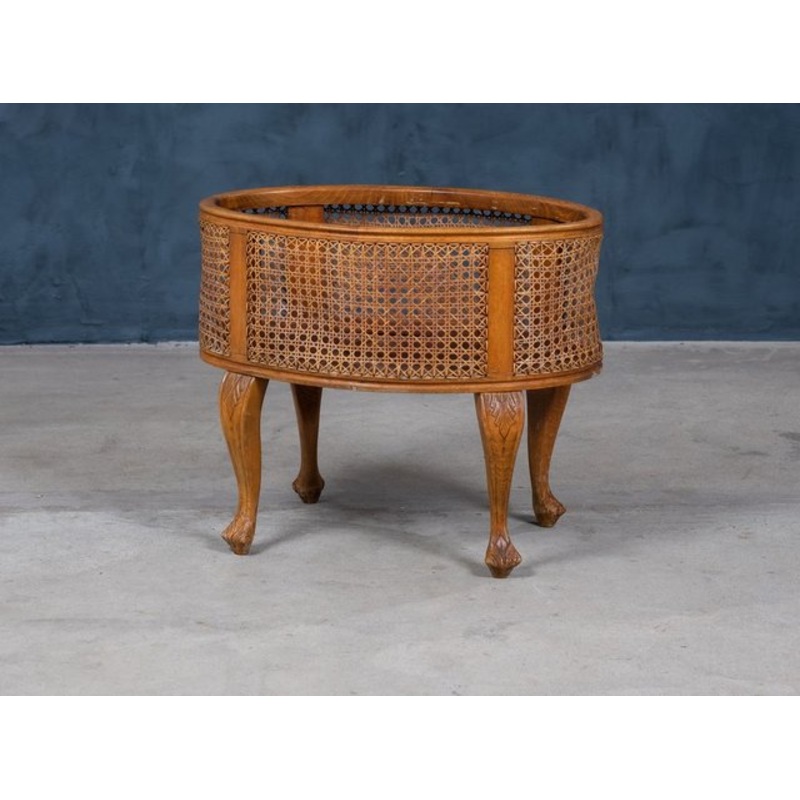 Vintage French Cane Planter, 1940s for sale at Pamono