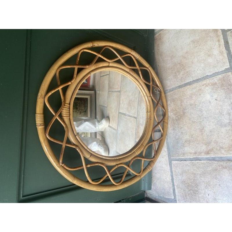 Vintage Mirror in Rattan for sale at Pamono