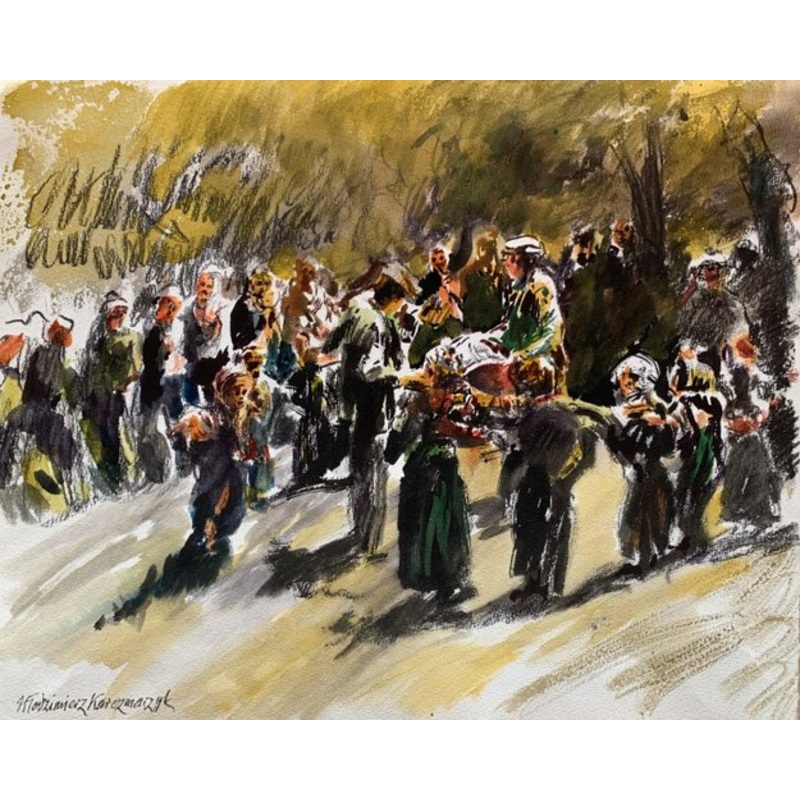 Wodzimierz Karczmarzyk, Sharjah, Youth Picnic, 1980, Mixed Media on Paper for sale at Pamono