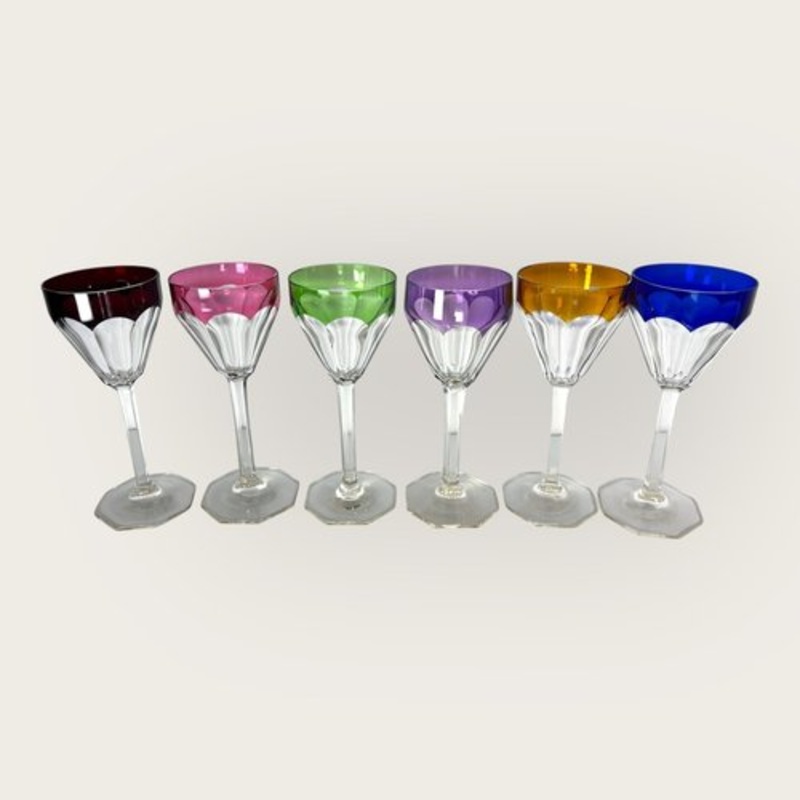 Art Deco Crystal Glasses by Val Saint Lambert for Roemer, Belgium, 1930s, Set of 6 for sale at Pamono