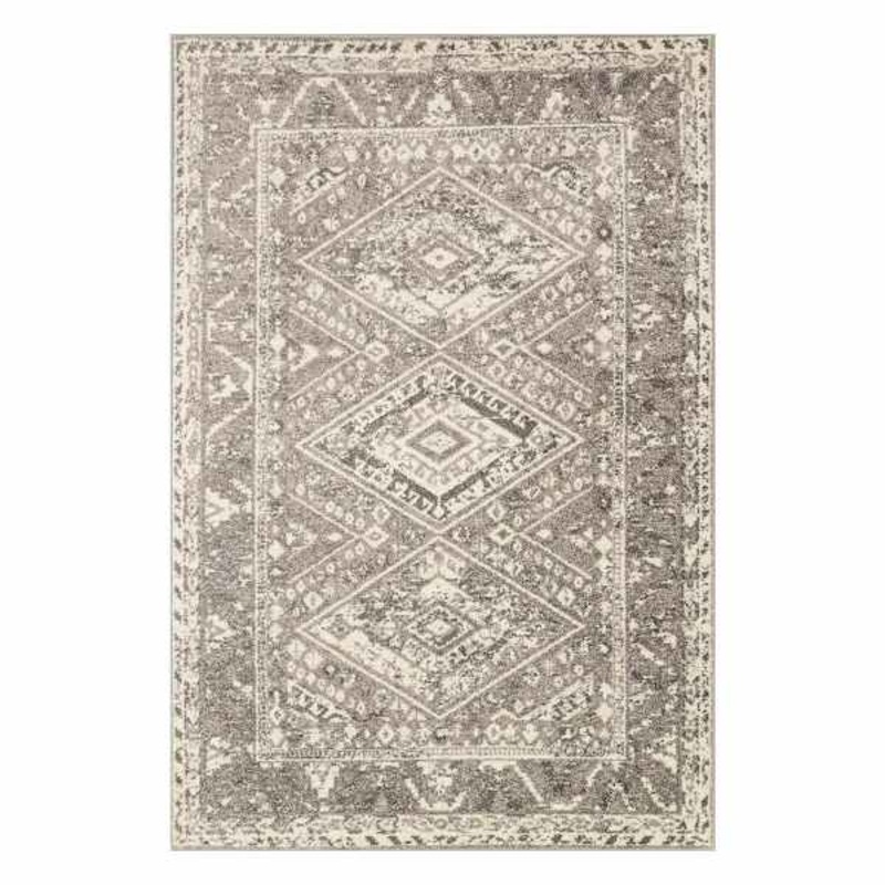 (B640) Greta Taupe Diamond Design Area Rug, 5×7