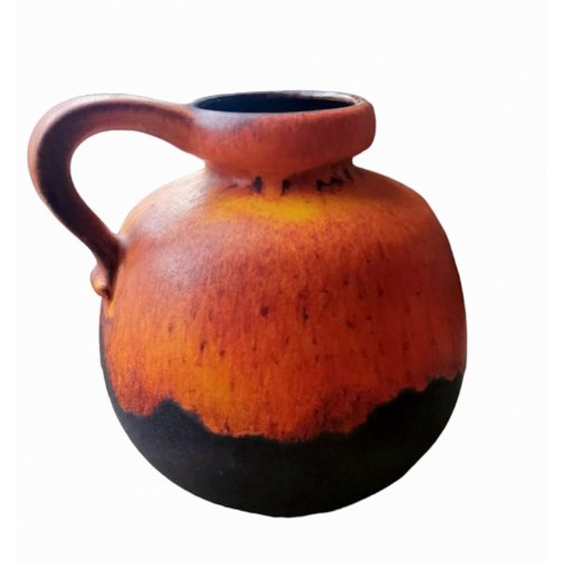 Fat Lava German Jug with Colored and Glazed Ceramic Handle, 1968 for sale at Pamono