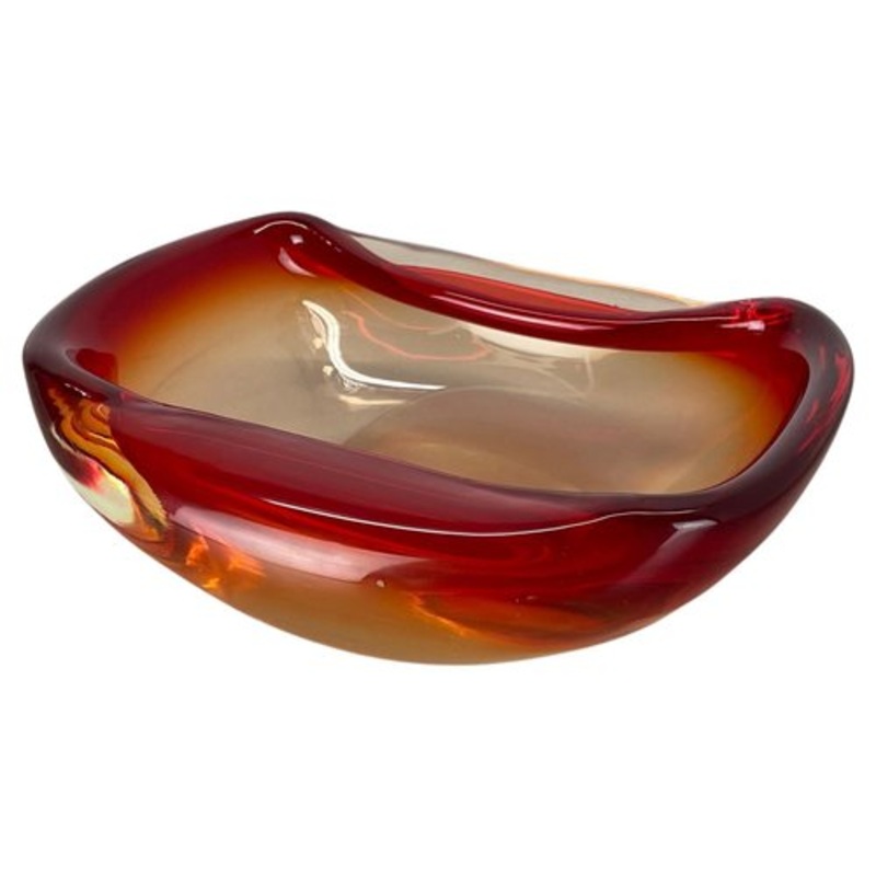 Italian Murano Glass Red-Yellow Bowl, 1970s for sale at Pamono