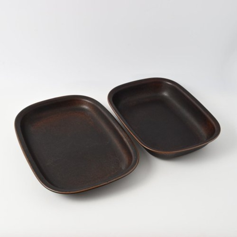 Mid-Century Ruska Platter by Ulla Procope for Arabia, 1960s, Set of 2 for sale at Pamono