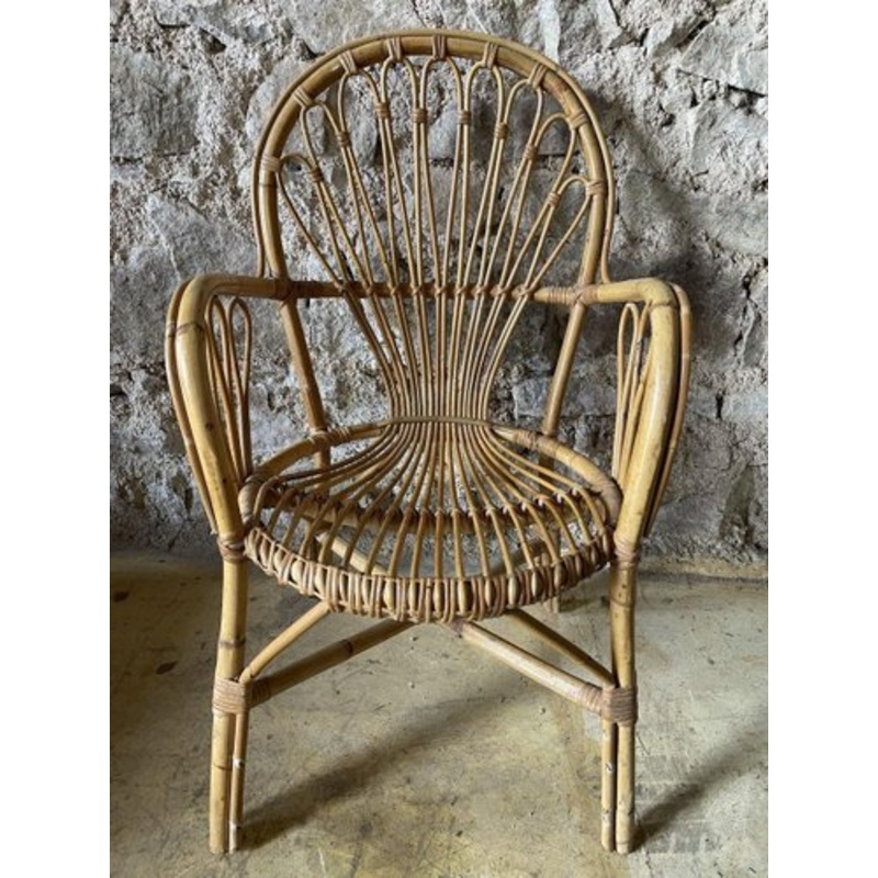 Set of Rattan Armchairs, 1950s for sale at Pamono