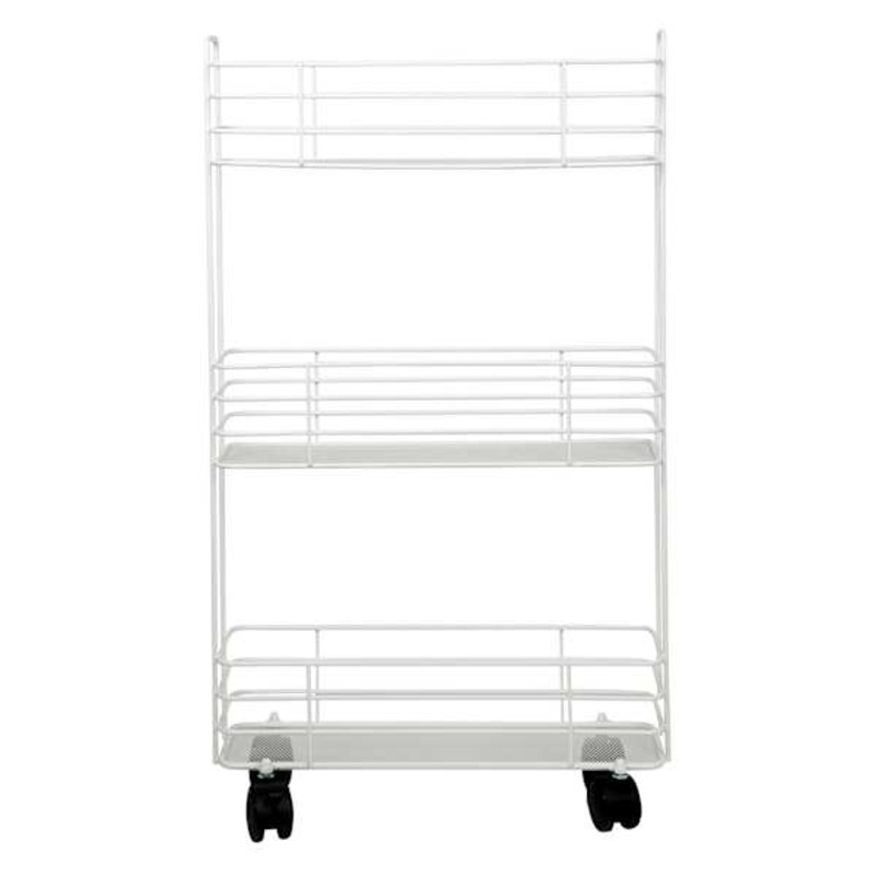 Slim White Metal Mesh Rolling Cart | At Home