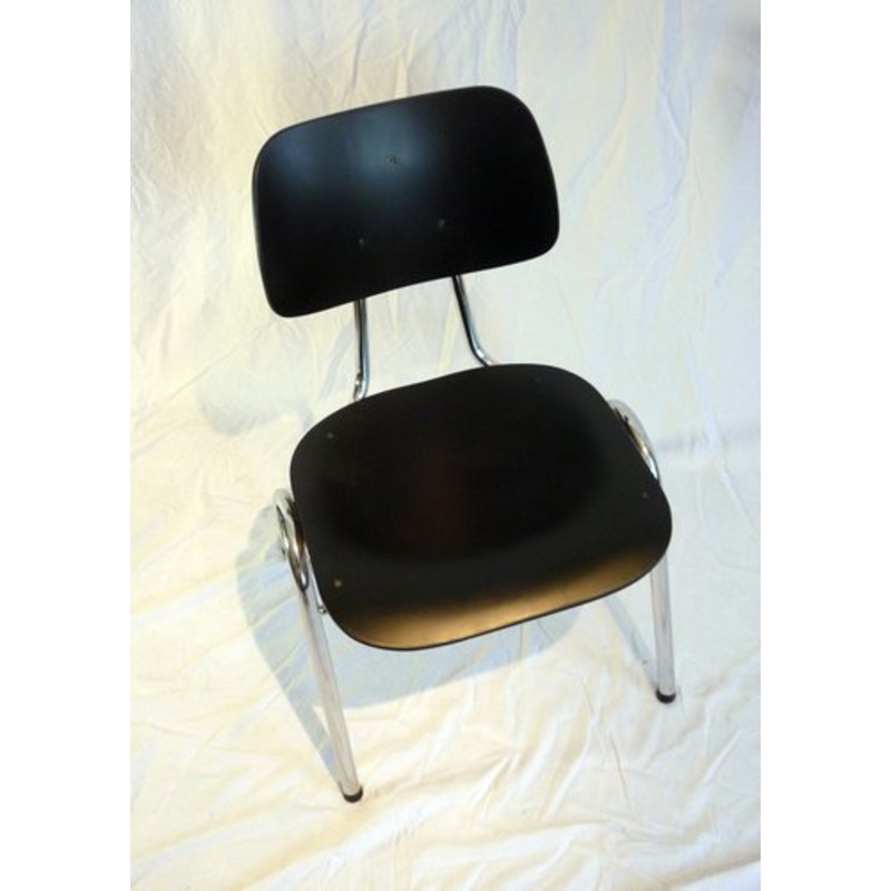 Stackable Wood and Chrome Chairs, Set of 4 for sale at Pamono