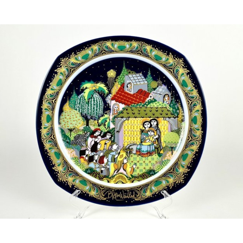 Vintage Christmas Carols Silent Night, Holy Night Porcelain Plate by Bjorn Wiinblad for Rosenthal, Germany, 1983 for sale at Pamono