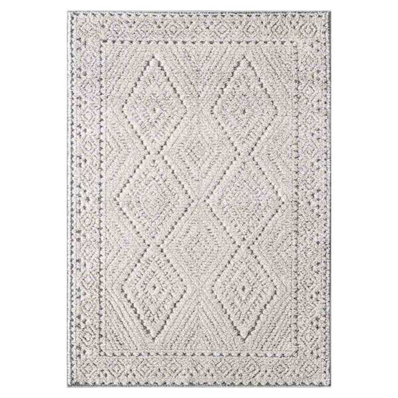 White & Grey Diamond Area Rug | At Home