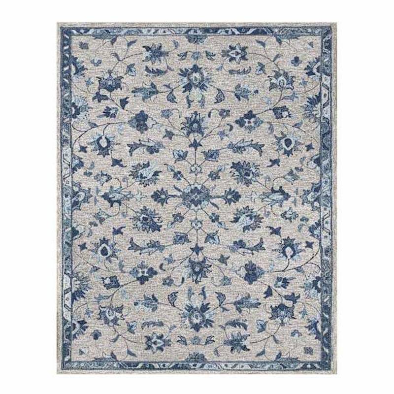 Providence Tacoma Blue Floral Hooked Area Rug 8×10 | At Home