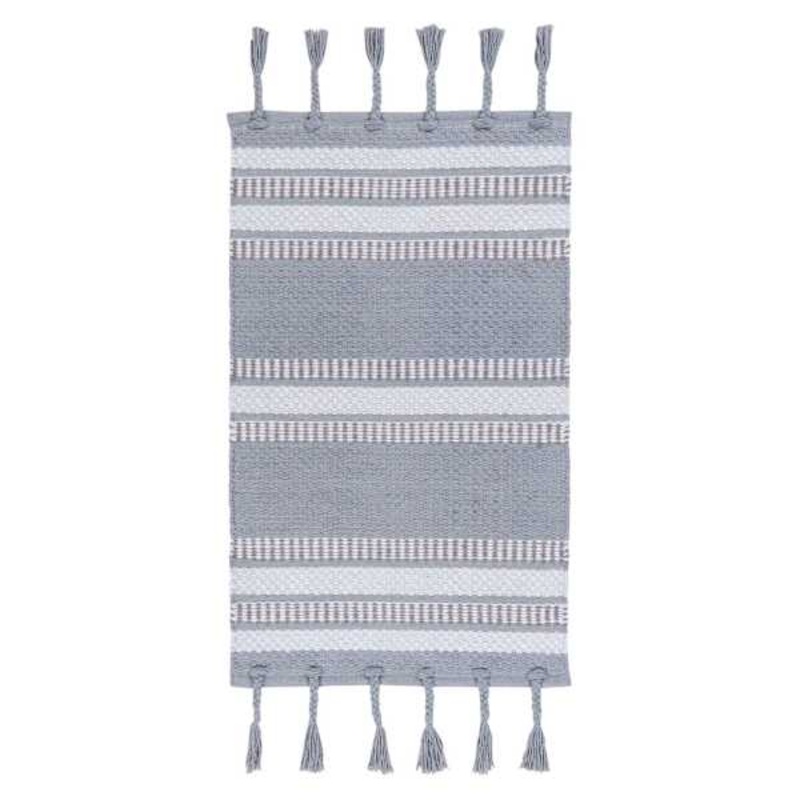 (B800) Honeybloom Grey & Ivory Striped Accent Rug, 27×45