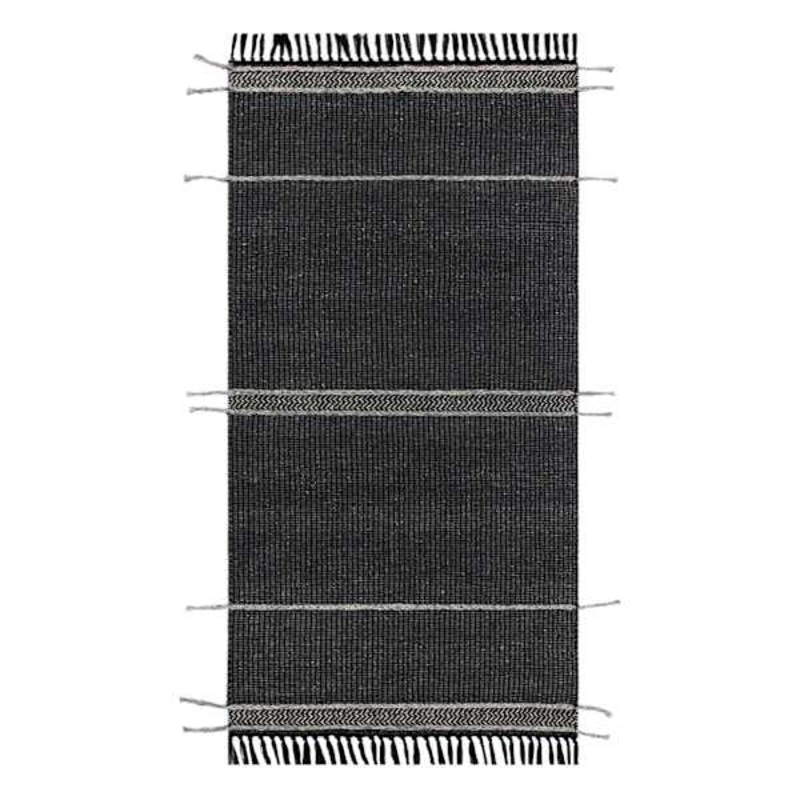 (B817) Hutton Black Flatweave Tassel Accent Rug, 3×5