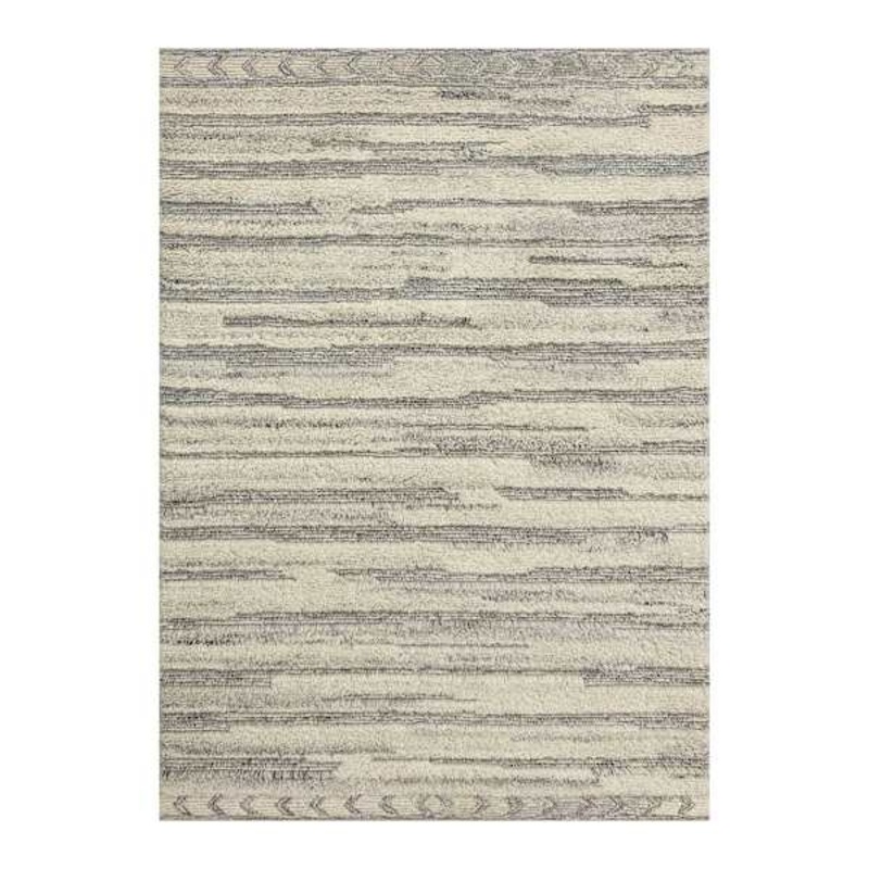 (A500) Found & Fable Fallows Ivory & Grey High-Low Tufted Area Rug, 5×7