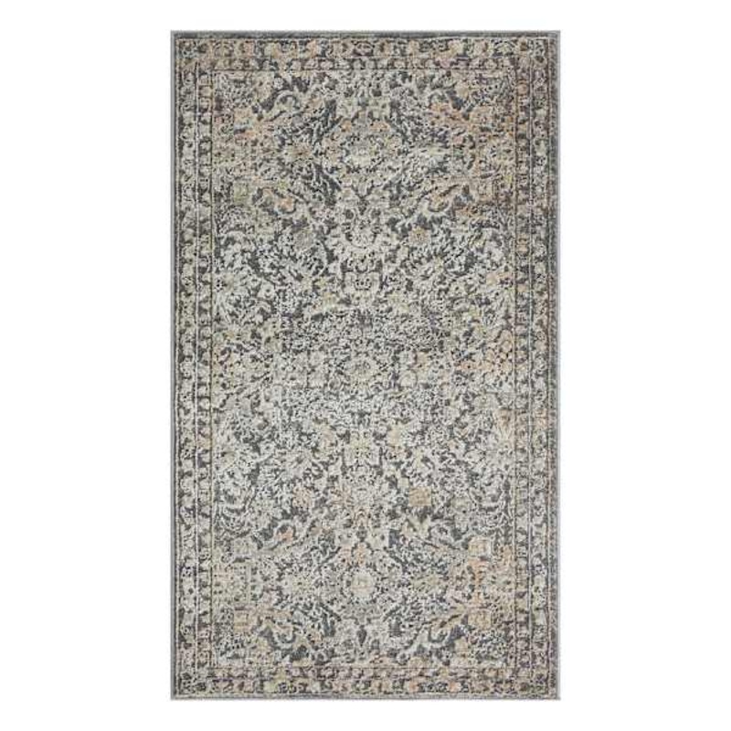 (B849) Providence Villa Grey Floral Accent Rug, 3×5