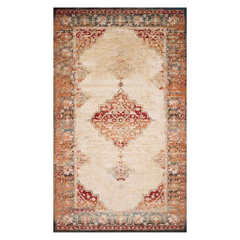 (D474) Alisa Medallion Ivory Sunset Area Rug, 8×10