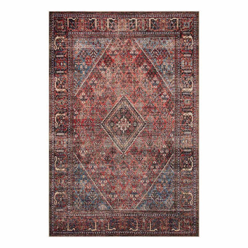 (D553) Found & Fable Vilani Red & Blue Medallion Area Rug, 8×10