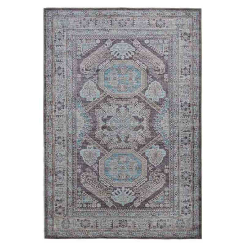(D489) Eastview Grey Medallion Area Rug, 5×7
