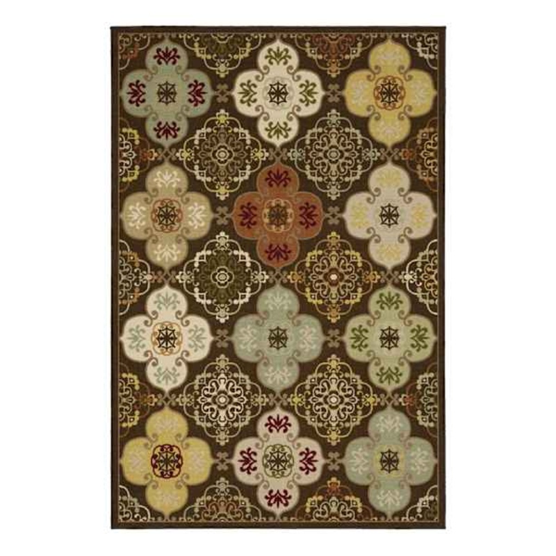 (D622) Bellmoor Multicolor Ogee Area Rug, 7×9