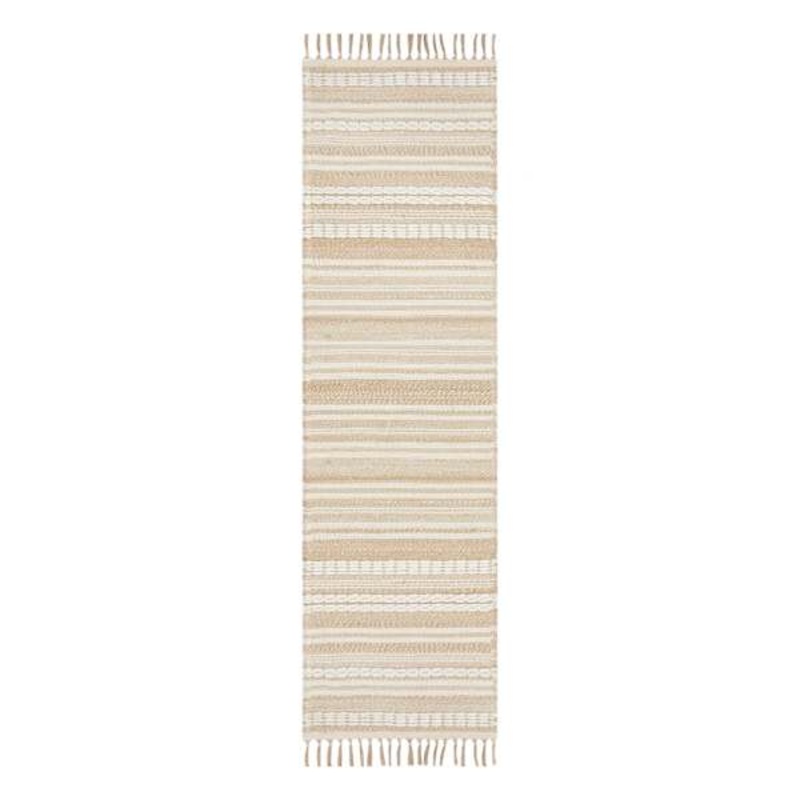 Panyer Ivory Striped Flatweave Runner 2×7 | At Home