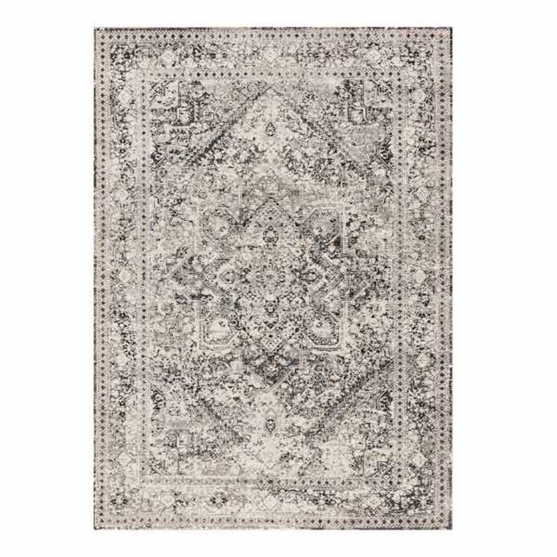 Providence Villa Dark Grey and Cream Distressed Look Area Rug 8×10 | Area Rugs | At Home
