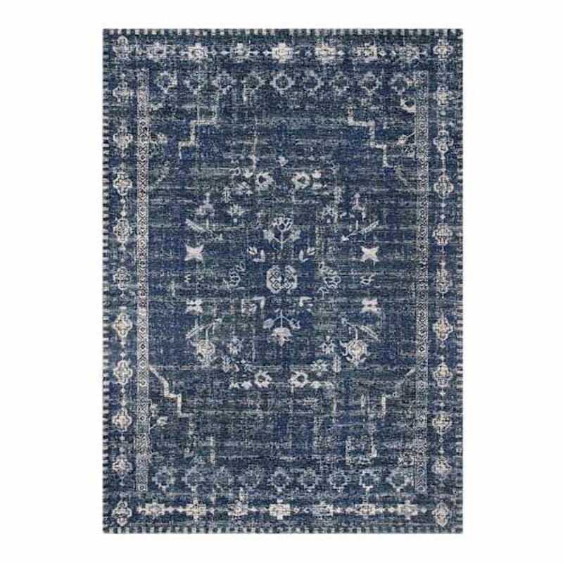 Teagan Navy Blue Floral Flatweave Area Rug 5×7 | At Home
