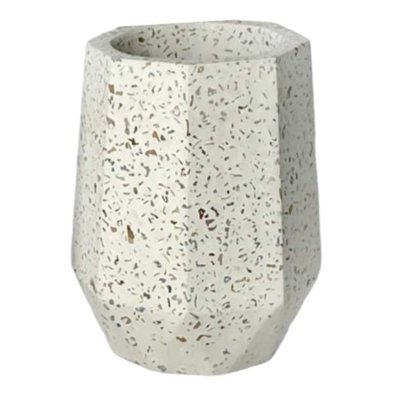 Crosby St. Mica White Terrazzo Cement Tumbler, 4.4″