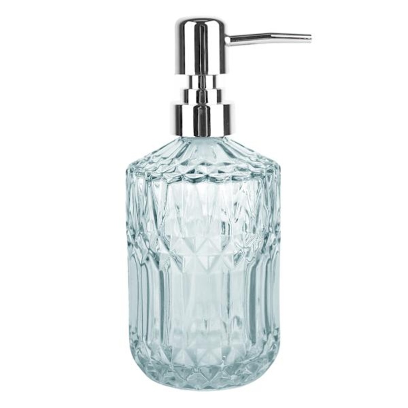Providence Diana Blue Textured Glass Soap Dispenser, 6.8″