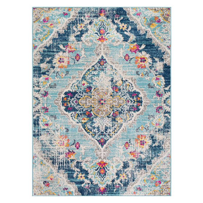 (D493) Floransa Blue Medallion Area Rug, 8×10