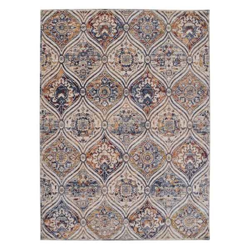 (B654) Ivory & Beige Soft Quatrefoil Area Rug, 8×10