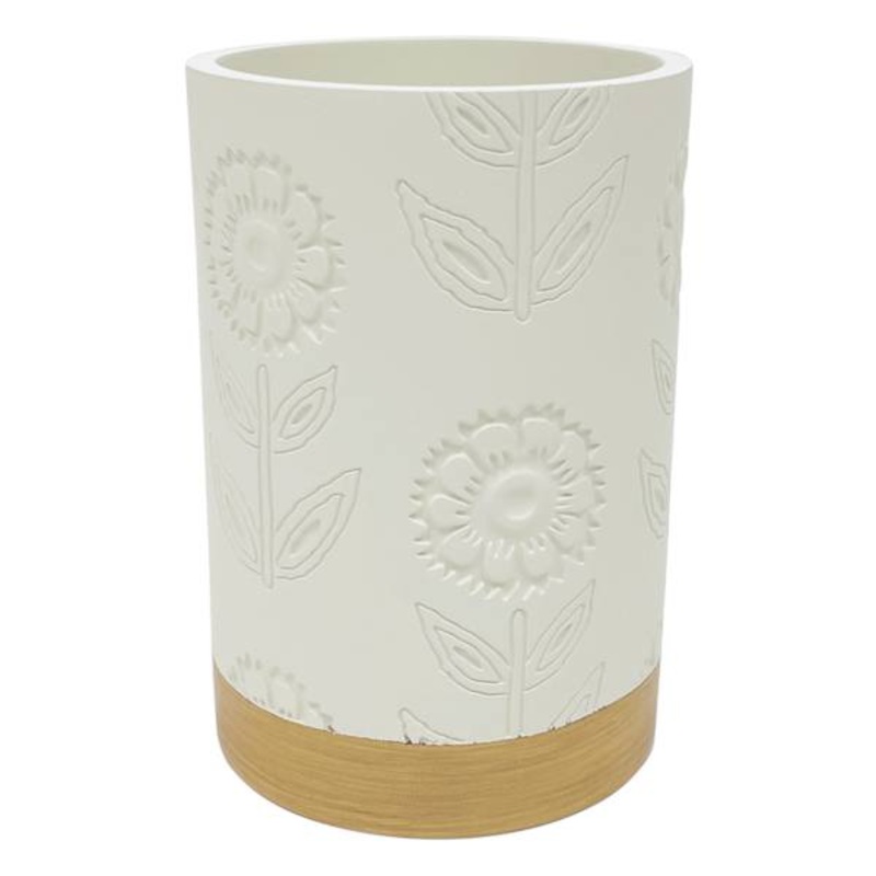 Honeybloom Reagan White Flower Stamp Tumbler, 4.5″