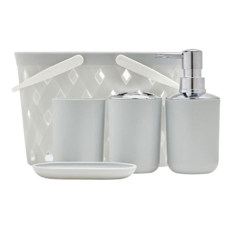 5-Piece Bath Accessories, Glacier Grey