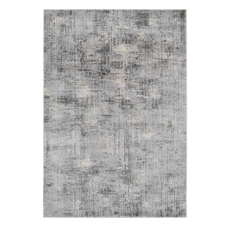 (B656) Mixed Grey Abstract Soft High-Low Design Area Rug, 7×10