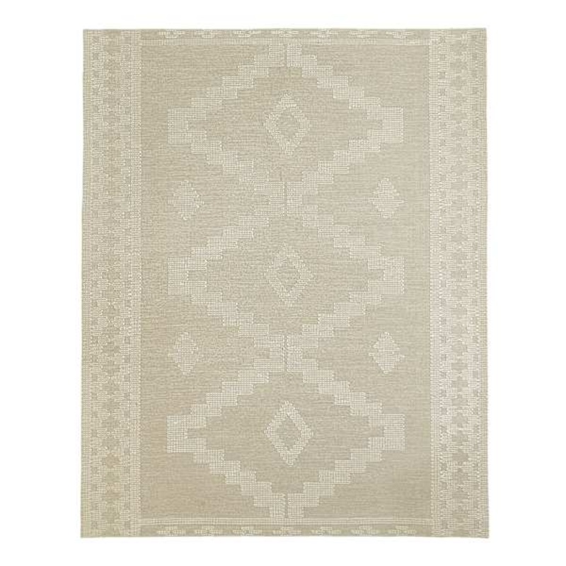 (B669) Found & Fable Goa Ivory Tribal Handmade Area Rug, 7×10