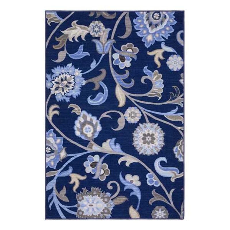(D624) Seaton Navy Blue Floral Area Rug, 7×9