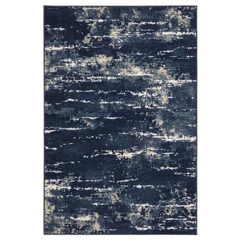 (D627) Andover Navy Blue Abstract Area Rug, 4×6