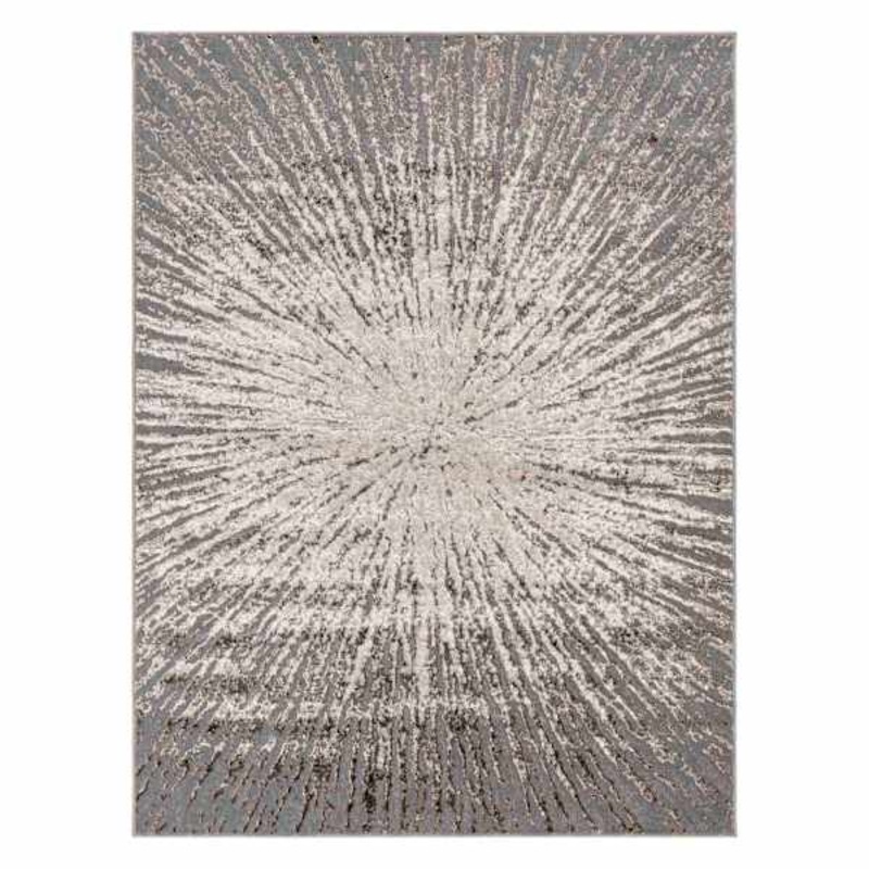 (B812) Laila Ali Firenze Grey & Black Starburst Area Rug, 5×7