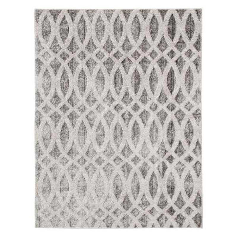 (D440) Sophelia Grey & Ivory Tufted Area Rug with Non-Slip Back, 5×7