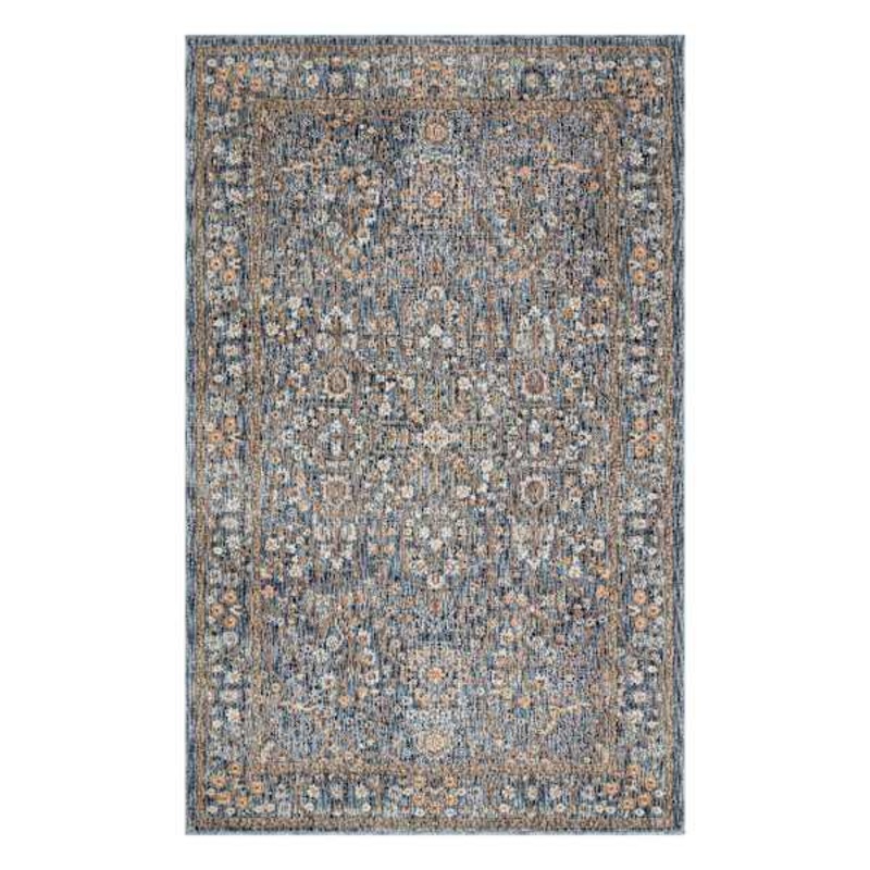 (A495) Honeybloom Ballard Blue Floral Medallion Accent Rug, 3×5