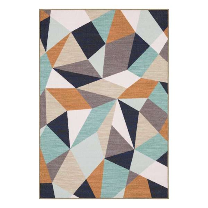 (D545) Mint Julep Geo Area Rug, 5×7