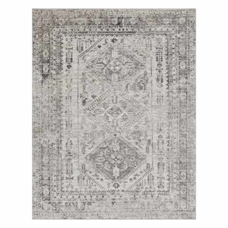 Monte Carlo Grey Medallion Border Area Rug 8×10 | At Home