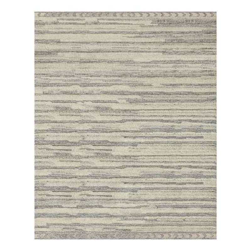 (A500) Found & Fable Fallows Ivory & Grey High-Low Tufted Area Rug, 8×10