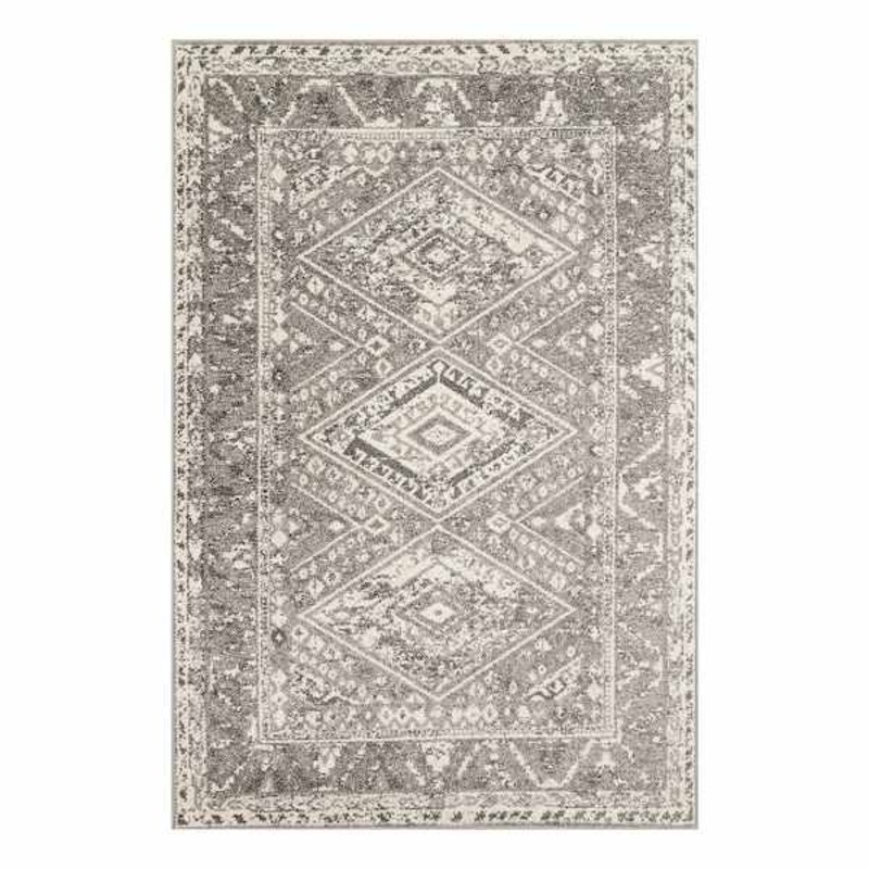 (B640) Greta Taupe Diamond Design Area Rug, 8×10