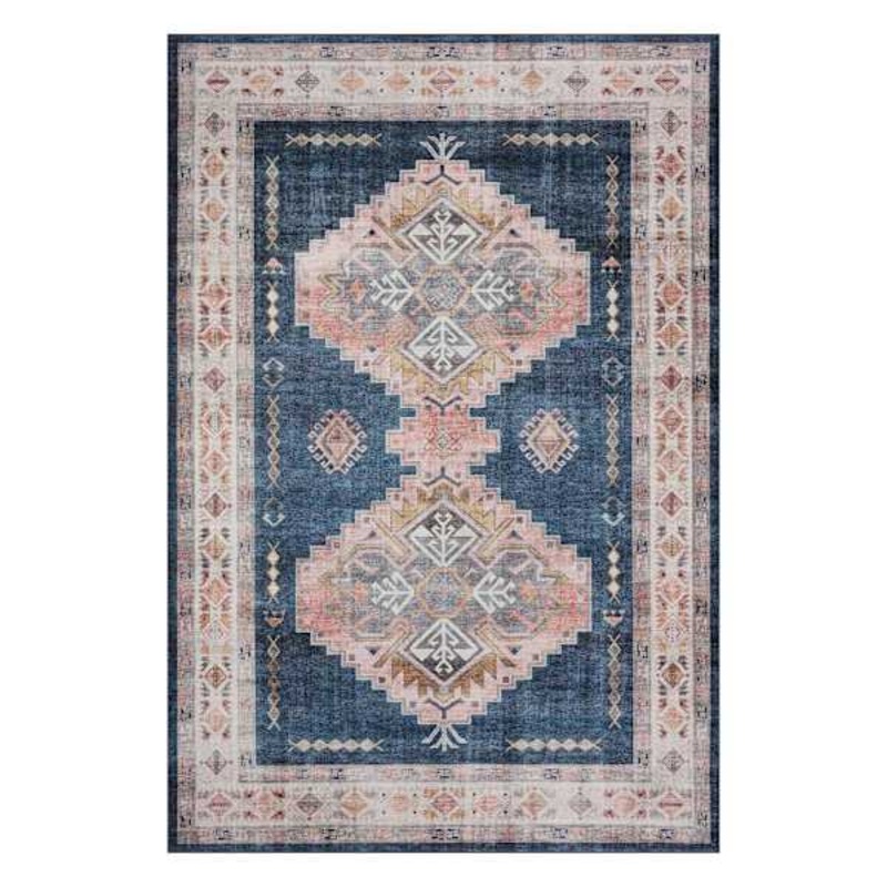 (D564) Found & Fable Khloe Blue Medallion Area Rug, 5×8